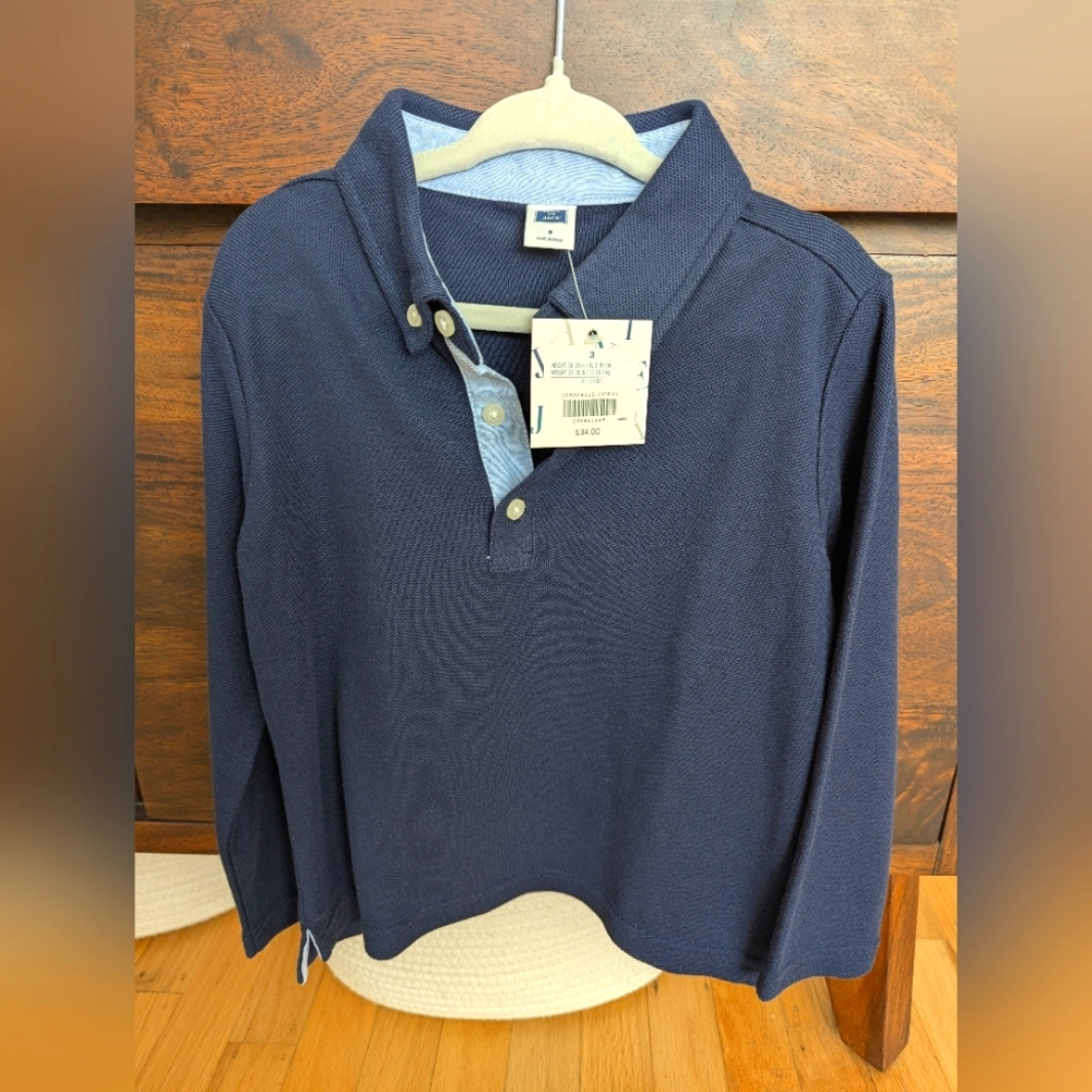 NWT Janie & Jack long sleeve Navy polo size 3T